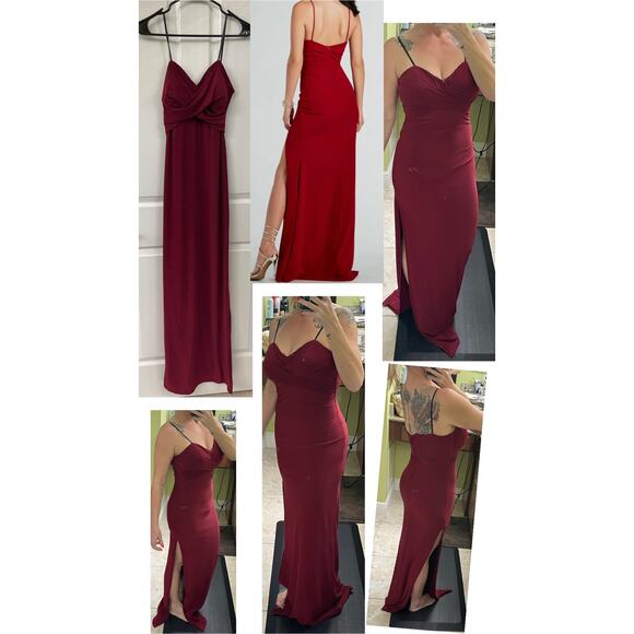 Windsor medium maxi wine burgundy side slit formal NWOT - Picture 11 of 11